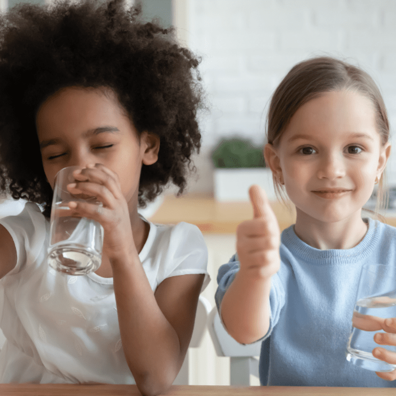 kids drinking clean filtered water